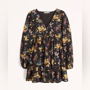 Abercrombie & Fitch Floral Mini Dress - Black and Yellow